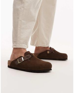 Birkenstock Boston Regular Fit Braided Suede Clogs - Brown