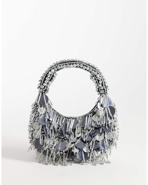 ASOS Embellished Scoop Sequin And Bead Bag - Blue