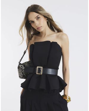 River Island Structured Belted Bandeau Top - Black
