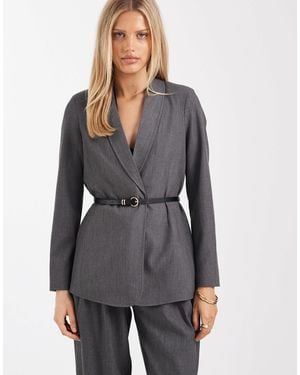 Vero Moda Loose Fit Belted Blazer Co-ord - Gray