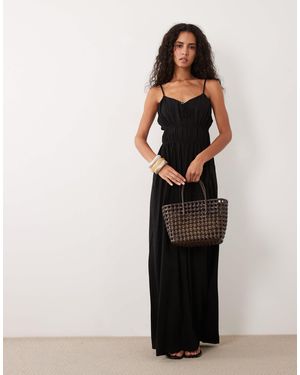 Vila Ruched Woven Cami Maxi Dress - White