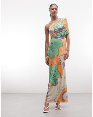 AFRM Mirabell One Shoulder Draped Maxi Dress - White