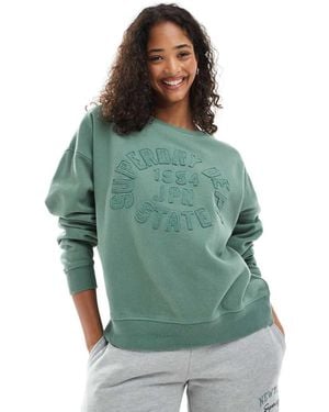 Superdry Athletic Essentials Tonal Applique Crew Sweatshirt - Green