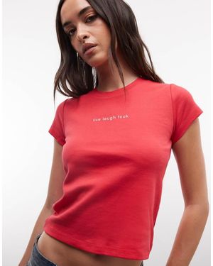 French Connection Baby T-Shirt Met Live Lach Fcuk-Slogan - Rood