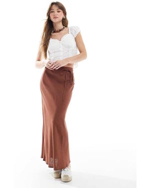ASOS Linen Blend Bias Midi Skirt - White
