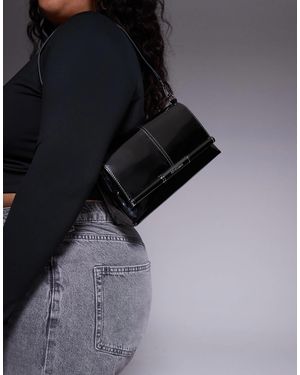 River Island Strap Front Shoulder Clutch Purse - Blue