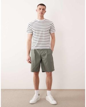 Only & Sons Pantalones Cortos Caqui Claro De Corte Suelto Con Pinzas De -Verde - Neutro