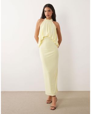 TFNC London Robe longue près du corps à col montant et dos nu - citron - Neutre