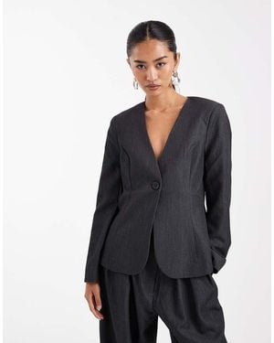 Vero Moda Clean Collarless Tailored Blazer Co-ord - Grey