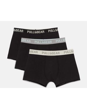 Pull&Bear – 3er-pack boxershorts - Schwarz