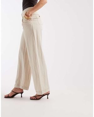 laagam Pantalones De Sastre De Pernera Ancha Fluida Leia De -Neutro - Blanco