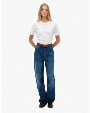 Superdry Cotton High Rise Wide Leg Jeans - Blue