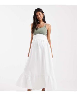 Mama.licious Mamalicious Maternity Shirred Waistband Boho Style Midi Skirt - White
