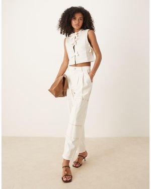Ghospell Pantalones De Talle Alto De (Parte De Un Conjunto)-Blanco - Neutro