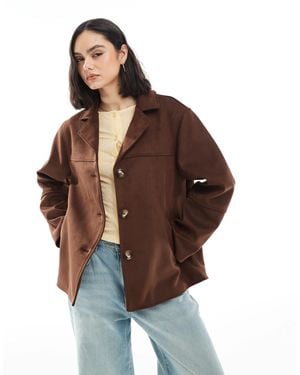 ASOS Faux Suede Button Front Jacket - Brown