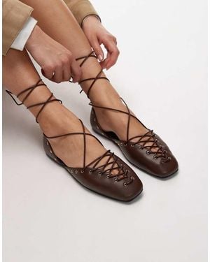 Jeffrey Campbell Lace Up Ballet Flats - Brown