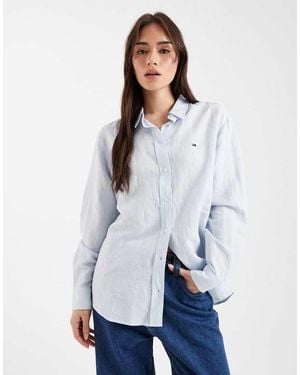 Tommy Hilfiger Relaxed Fit Linen Blend Shirt - White