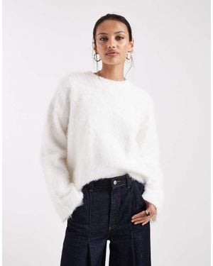 ASOS Brushed Oversized Knitted Jumper With Wool - White
