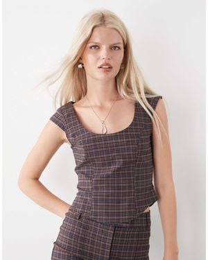 Collusion Tailored Bengaline Cap Sleeve Top - Purple