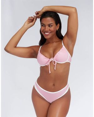 Boux Avenue Ibiza High Leg Thong Bikini Bottoms With Contrast Piping - Brown
