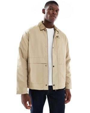 Only & Sons Cord Collar Padded Coach Jacket - Natural
