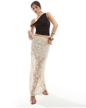 4th & Reckless Flower Lace Maxi Skirt - Natural