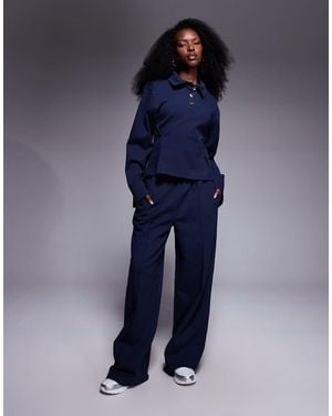 ASOS Co-ord Interlock Wide Leg Trouser - Blue