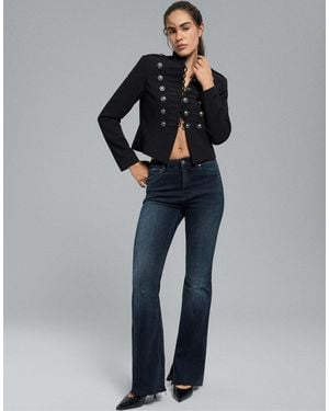 Stradivarius Petite d74 flared jeans mit schlitz - Blau