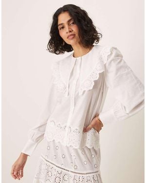 Aware Statement Collar Broderie Shirt - Natural