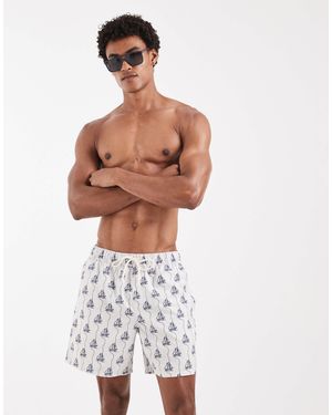 ASOS – mittellange badeshorts - Weiß