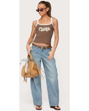Edikted Korie Barrel Leg Low Rise Jeans - Blue
