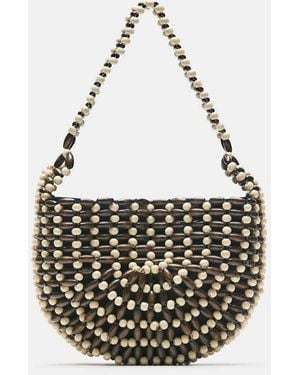 Pull&Bear Beaded Shoulder Bag - White