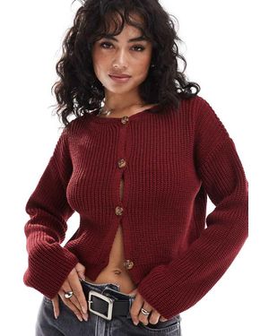 ASOS Knitted Crew Neck Cardigan - Red