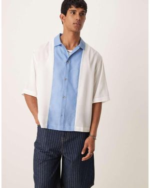 ASOS Recht Oversized Overhemd Zonder Sluiting Met Vlakken - Blauw