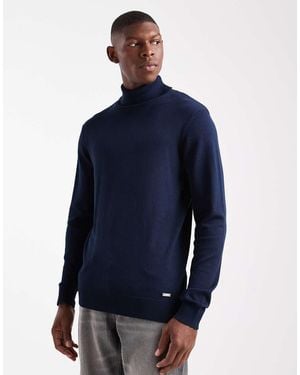 Threadbare Roll Neck Jumper - Blue