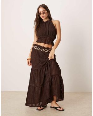 ASOS Co-Ord Textured Tiered Maxi Skirt - Brown