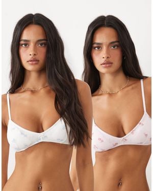 Cotton On 2er-pack pointelle-bralette mit polsterung - Braun