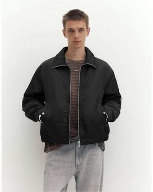 Pull&Bear Shirt Collar Bomber Jacket - Black