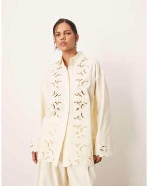 ARRANGE Embroidered Cutwork Shirt - Natural