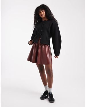 ASOS Faux Leather Volume Detail Mini Skirt - Red