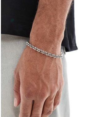 ASOS Waterproof Stainless Steel Faceted Link Chain Bracelet - Metallic