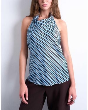 TOPSHOP Cowl Neck Halter Top - Blue