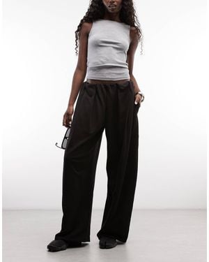 Weekday Balloon Fit Wide Leg Pants With Pleats - Black