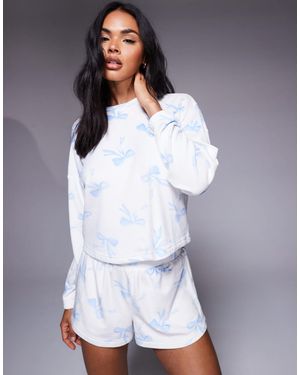 Boux Avenue Velour Bow Print Short Pyjama Set - Grey