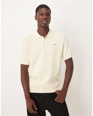 GANT Textured Cotton Short Sleeve Polo Shirt - Natural