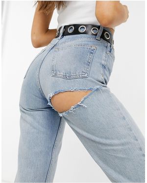TOPSHOP – hinten zerrissene jeans mit bleichwaschung - Blau