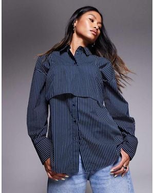 ASOS Oversized Shirt With Overlay Cami - Blue