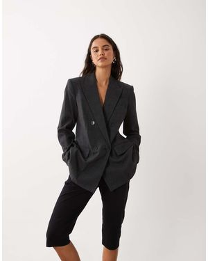 Mango Blazer Met Grijze Ruit - Zwart