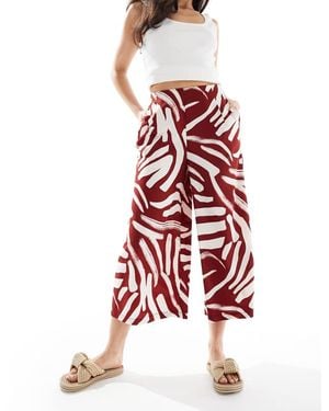 New Look New Look Cropped Wide Leg Trousers - Red