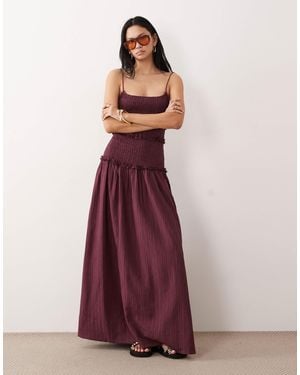 ASOS Asos Design Tall Crinkle Maxi Dress With Shirred Dropped Waist - Purple